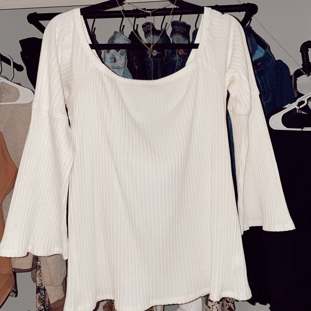 White bell sleeve top